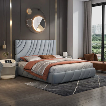 Signature Sapphire Solid Wood Upholstered Leather Bedframe