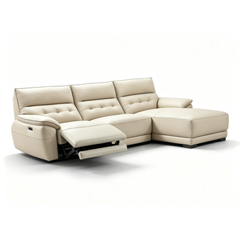 Russo Electric Modern Minimalist Genuine Leather Cowhide Chaise Corner Functional Modular Recliner Sectional Sofa Bed