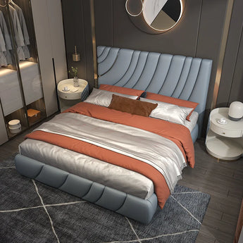 Signature Sapphire Solid Wood Upholstered Leather Bedframe