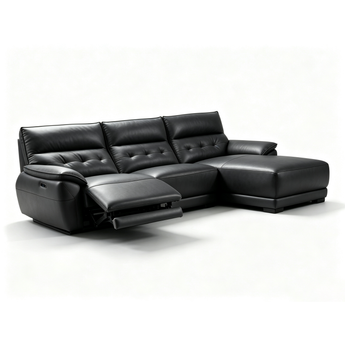 Russo Electric Modern Minimalist Genuine Leather Cowhide Chaise Corner Functional Modular Recliner Sectional Sofa Bed