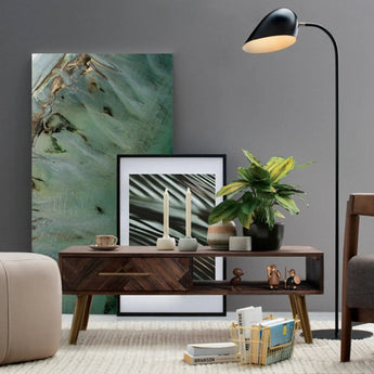 1.2M SIVAN Acacia Solid Wood Metal Frame Coffee Table