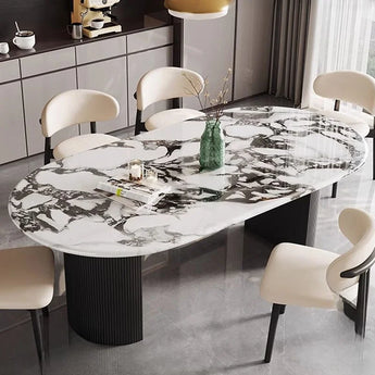 1.8M Anya Solid Marble Stone 6 Seater Dining Set
