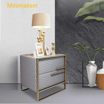 🟢 IN STOCK Harmony Grey- Leather Nightstand
