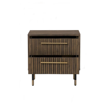 ACACIA VENEER BEDSIDE TABLE WITH 2 DRAWER