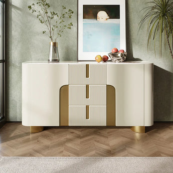 🟢 IN STOCK 1.5M Modern Italian Luxury Goddess Snow Mountain Sintered Stone Cream Sideboard Buffet