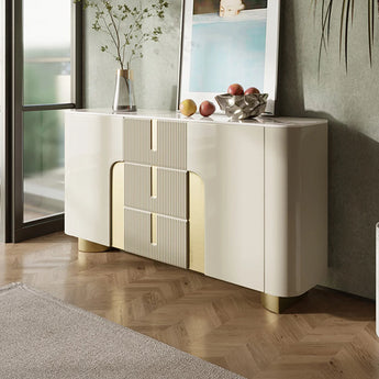 🟢 IN STOCK 1.5M Modern Italian Luxury Goddess Snow Mountain Sintered Stone Cream Sideboard Buffet