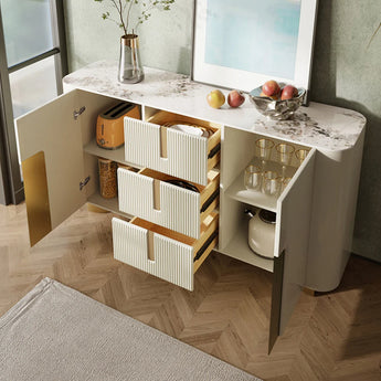 1.5M Goddess Modern Italian Luxury Snow Mountain Sintered Stone Cream Sideboard Buffet