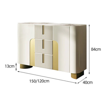 🟢 IN STOCK 1.5M Modern Italian Luxury Goddess Snow Mountain Sintered Stone Cream Sideboard Buffet