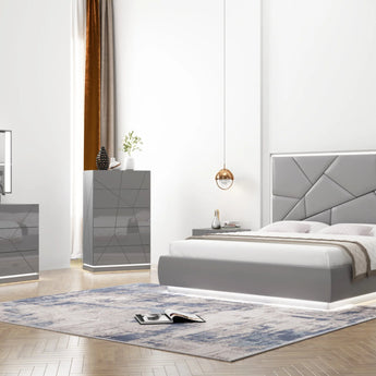 Opalite Queen Bed with LED Lights and Storage