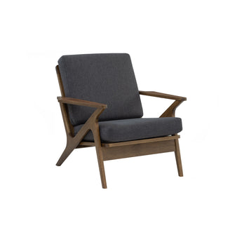 🟢 IN STOCK ASTON 1-Seater Single Malaysian Oak Solid Wood Fabric Upholstery Sofa Armchair - Charcoal Grey