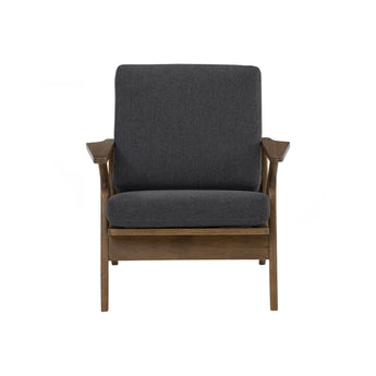 🟢 IN STOCK ASTON 1-Seater Single Malaysian Oak Solid Wood Fabric Upholstery Sofa Armchair - Charcoal Grey