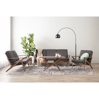 🟢 IN STOCK ASTON SOFA SET Malaysian Solid Oak Wood 6-Seater Fabric Upholstery - Charcoal Grey