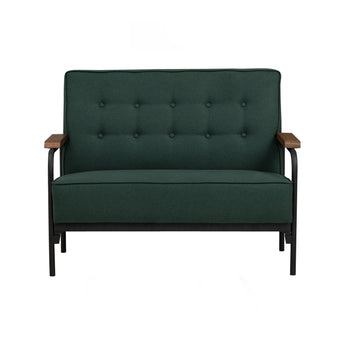 🟢 IN STOCK 1.1M DZIRE Malaysian Oak Solid Wood 2-Seater Loveseat Linen Upholstery Sofa - Emerald Pine Forest Green
