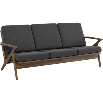 🟢 IN STOCK 1.8M ASTON 3-Seater Malaysian Oak Solid Wood Fabric Upholstery Sofa - Charcoal Grey