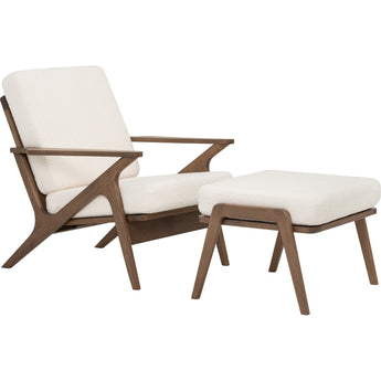 🟢 IN STOCK ASTON Armchair SET Malaysian Oak Solid Wood Boucle Fabric Upholstery with Ottoman - Teddy Vanilla