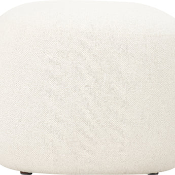 Round Classic Pouf Bench Ottoman Fabric Upholstery - Vanilla Cream Off White