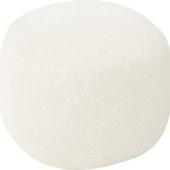 Round Classic Pouf Bench Ottoman Fabric Upholstery - Vanilla Cream Off White