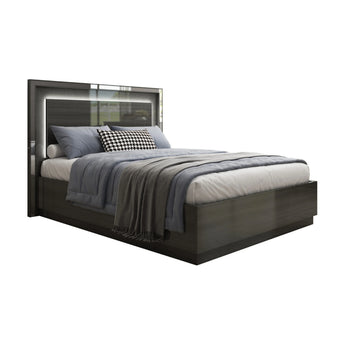🟩 IN STOCK Bedroom Full SET 4 Piece Onyx Luxury High Gloss Modern Queen LED Bed with Side Tables and Dresser