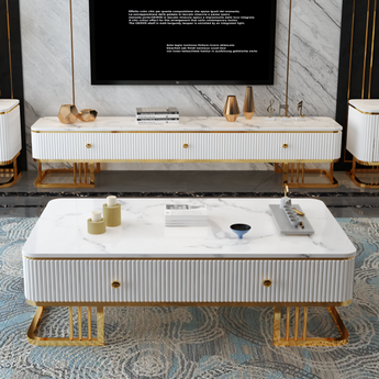 2M Lioness Luxury Sintered Stone Marble Top TV Cabinet Entertainment Unit Stand