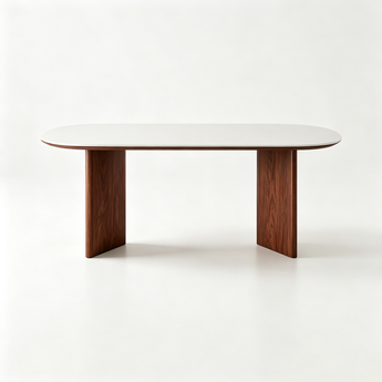 1.8M KAIA Scandinavian Vintage Style White Sintered Stone Top Solid Wood Dining Table