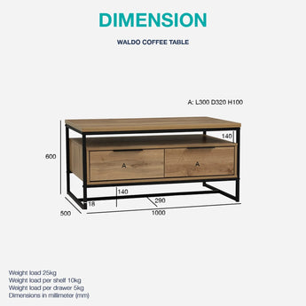 🟢 IN STOCK 1M WALDO Walnut Frame Metal Frame COFFEE TABLE