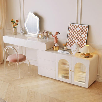 Adele Modern Luxury 4 Piece Big Extendable High Gloss Paint Cabinet Dressing Table Vanity Set