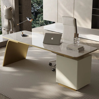 Berlin Marble Top Solid Wood Executive Office Desk