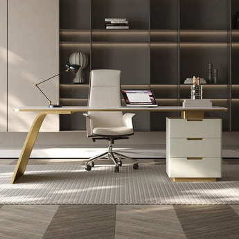 Berlin Marble Top Solid Wood Executive Office Desk