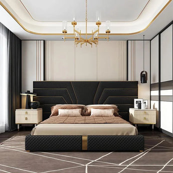 Shadow Haven Upholstered Leather King Size Bedframe Gas Lifting