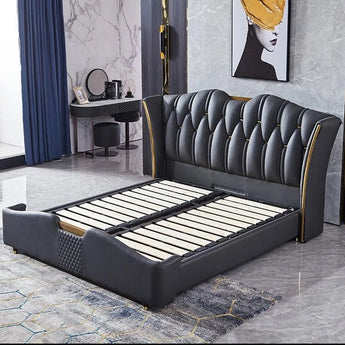 Black Majestic Slumber Queen Size Luxury Bed Gas Lifting