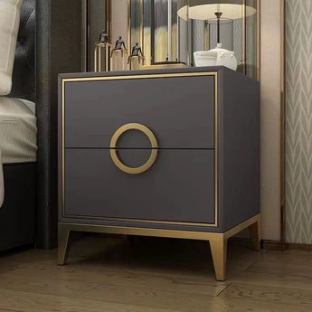 🟢 IN STOCK  Circula GREY High Gloss Nightstand with Brushed Gold Frame
