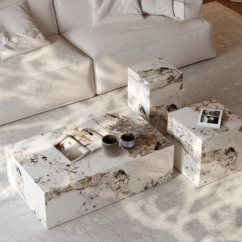 Classic Luxury 3 Piece Solid Marble Coffee Table Set
