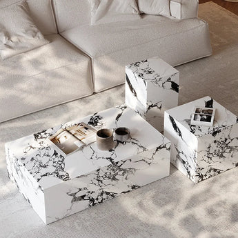 Classic Luxury 3 Piece Solid Marble Coffee Table Set