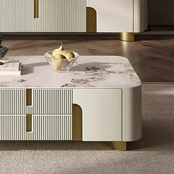 1.3M Modern Italian Luxury Goddess Cream Gold Pandora Sintered Stone Coffee Table