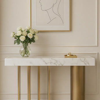 Roulette Marble Console Table - White