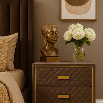 Monaco Velvet Nightstand Side Table