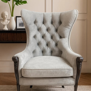 Throne Queen Velvet Armchair – Grey