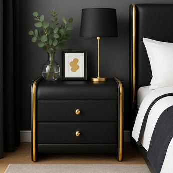 Black Gold Leather Nightstand