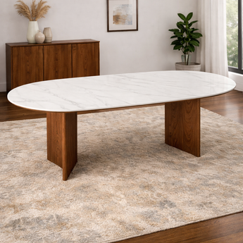 KAIA Solid Wood Sintered Stone Top Dining Table