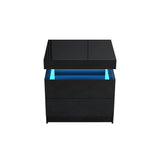 Black rectangular box with a blue interior on a white background