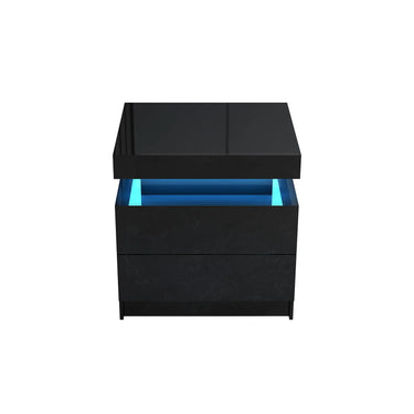 Black rectangular box with a blue interior on a white background