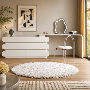 Diana Modern Luxury 4 Piece Big Extendable High Gloss Paint Cabinet Dressing Table Vanity Set