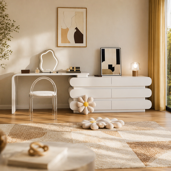 Diana Modern Luxury 4 Piece Big Extendable High Gloss Paint Cabinet Dressing Table Vanity Set
