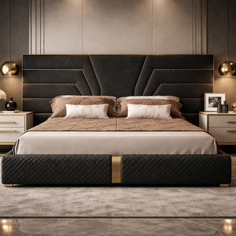 Shadow Haven Upholstered Leather King Size Bedframe Gas Lifting