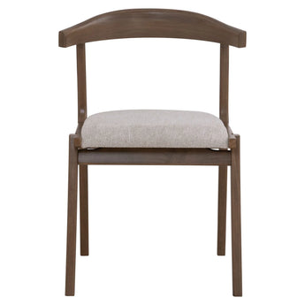 🟢 IN STOCK-Rufus Solid Malaysian Oak Dining Chair – Cocoa Frame & Beige Fabric Seat (In Stock Australia)