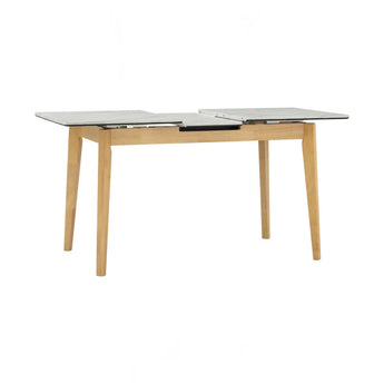 🟢 IN STOCK 1.5M FOLTO Solid Wood Marble Top Extendable Dining Table – Natural Oak