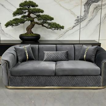 Grey Velvet 3 Seater Lounge Sofa on Sale in Sydney