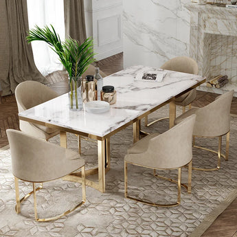 2M Lioness Solid Marble Stone Top Dining Set