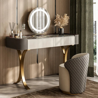 La Madrid 3 Piece Marble Top Leather Vanity Set