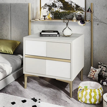 Raj Leather Nightstand Side Table – White